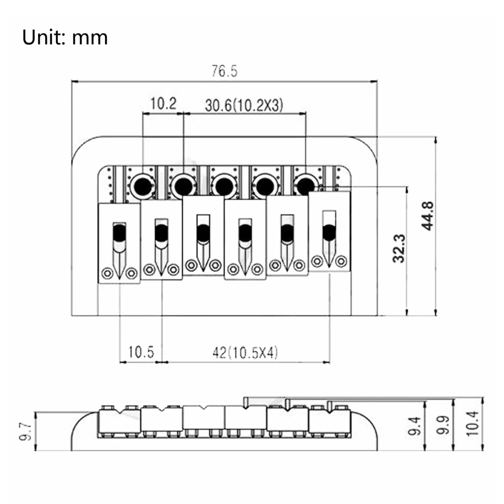 6-струнная 65 мм металлическая фиксированная твердая задняя подставка под мост