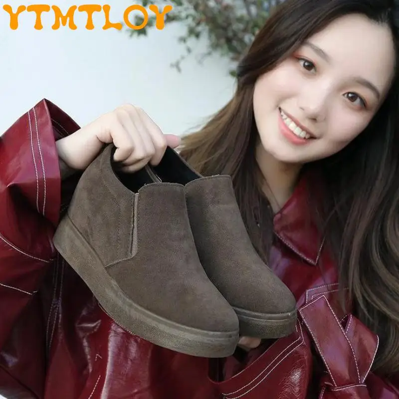 

Inner Heightening Shoes Women's 2021 New Autumn And Winter All-match Korean Version Of The Popular Student Thick-soled Fleece Sh