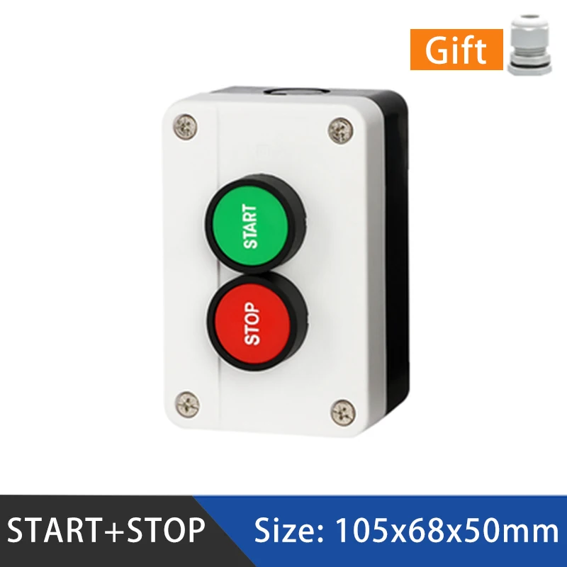 Кнопка включения и остановки в двух положениях 10 А стандартная красная зеленая