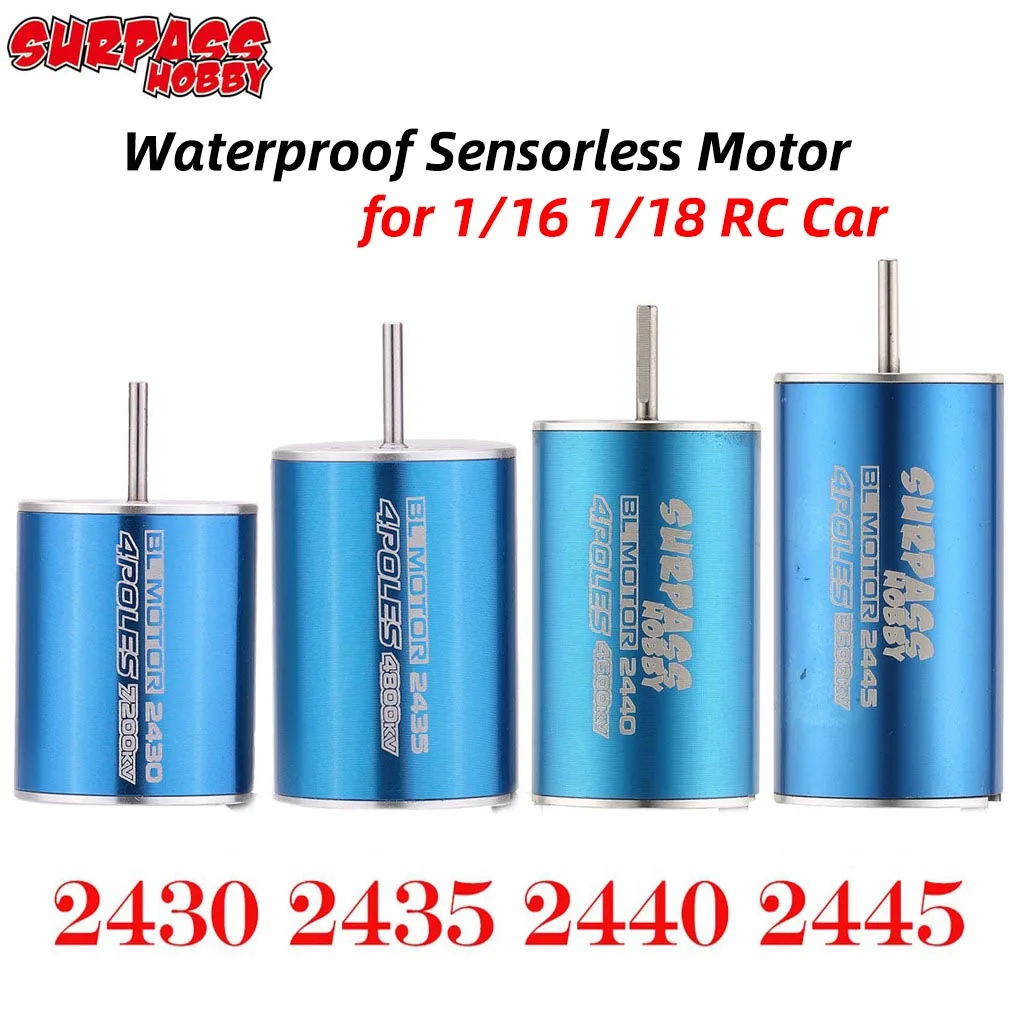 Surpass Hobby водонепроницаемый 2430 2435 2440 2445 4P Бессенсорный бесщеточный двигатель для 1/12 1/14 1/16 1/18 RC автомобиль Wtloys Timaya Traxxas