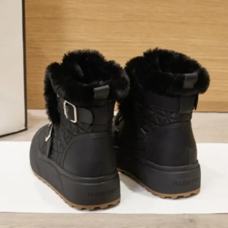 Женские зимние ботильоны из микрофибры на платформе