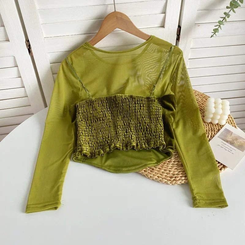 Женская однотонная футболка с длинным рукавом