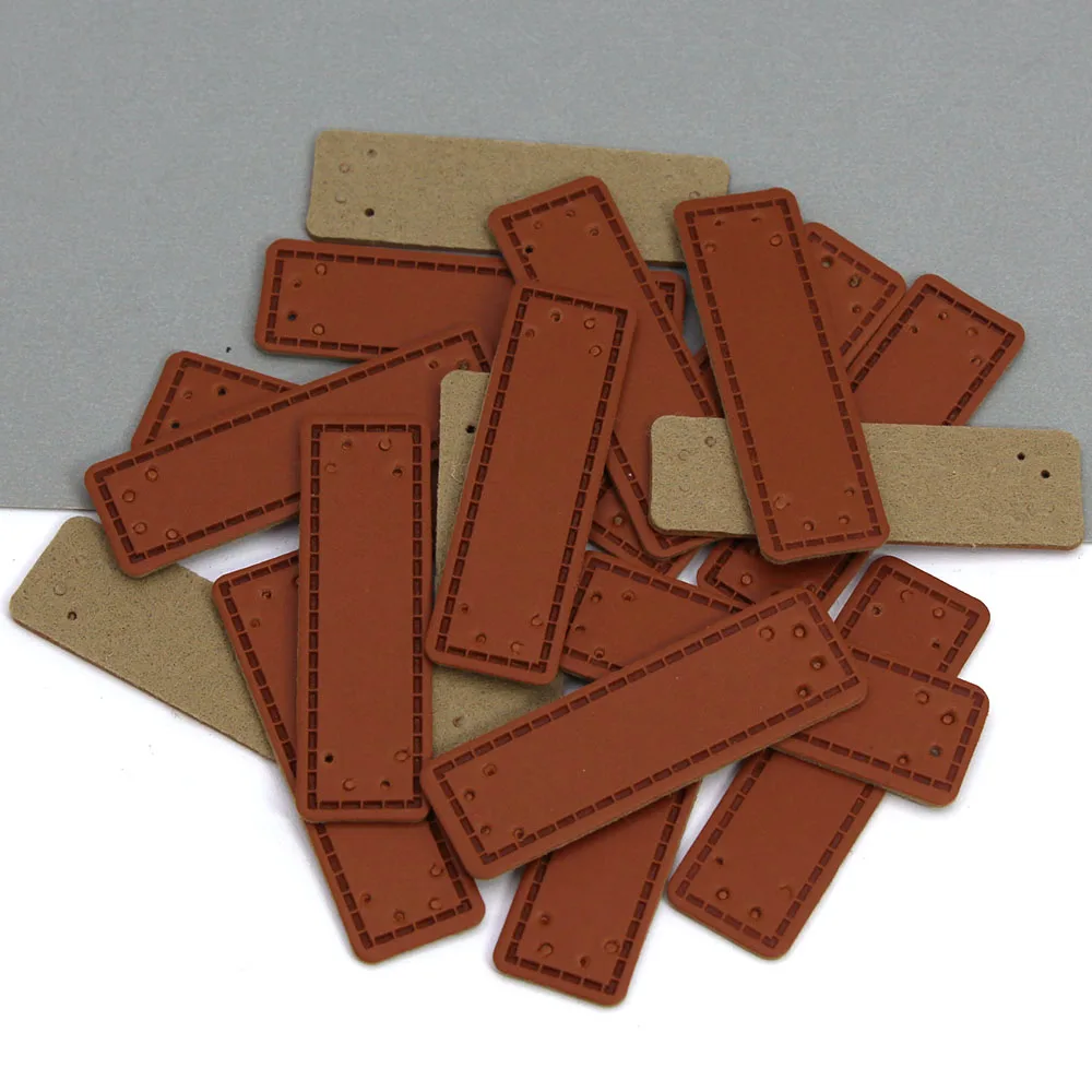 20 шт. коричневые кожаные этикетки 15 х50 мм | Дом и сад
