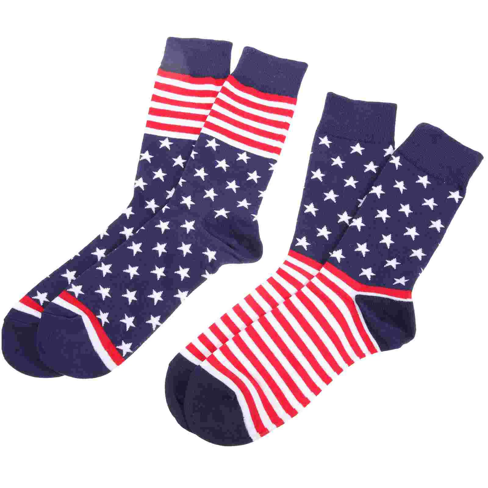 

2 Pairs Sock Usa Flag Mens Fun Sports Socks Men's Independence Day Cotton Long Tube Women Groomsmen Miss