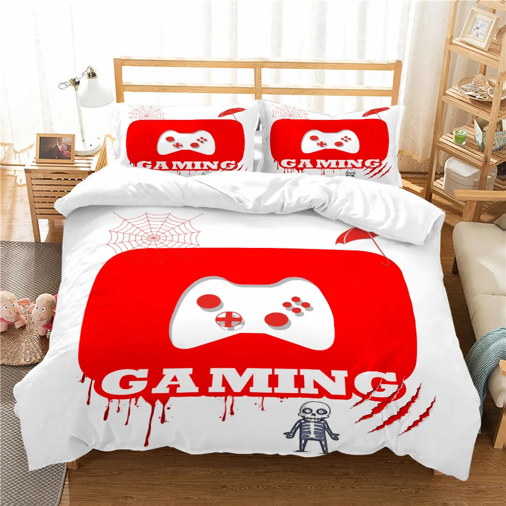 

Бело-красный домашний комплект постельного белья, королева, Кинг, полноразмерный 3D игровой коврик, печать, постельное белье, уникальный дизайн, Highend