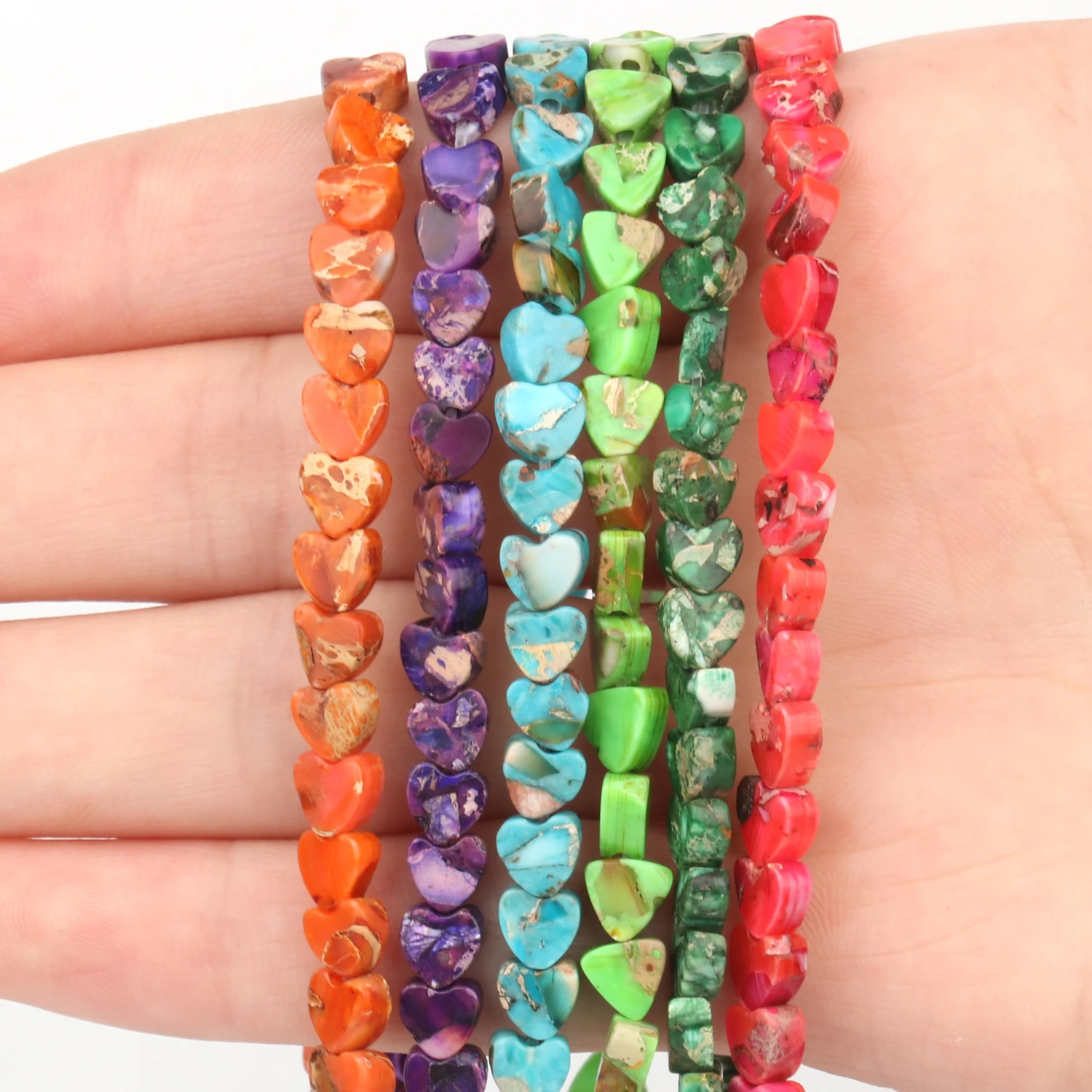 

6x6mm AA Love Heart Shape Sediment Natural Stone Bead Multicolor Loose Beads for Jewelry Making Suppliers DIY Charms Bracelets