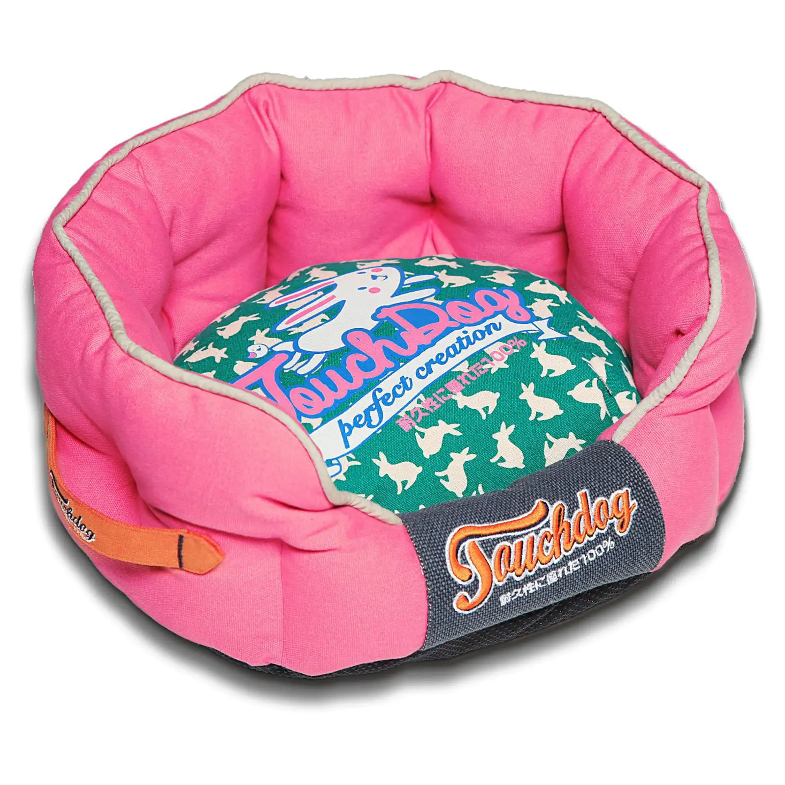 

Free shipping Rabbit-Spotted Premium Rounded Dog Bed