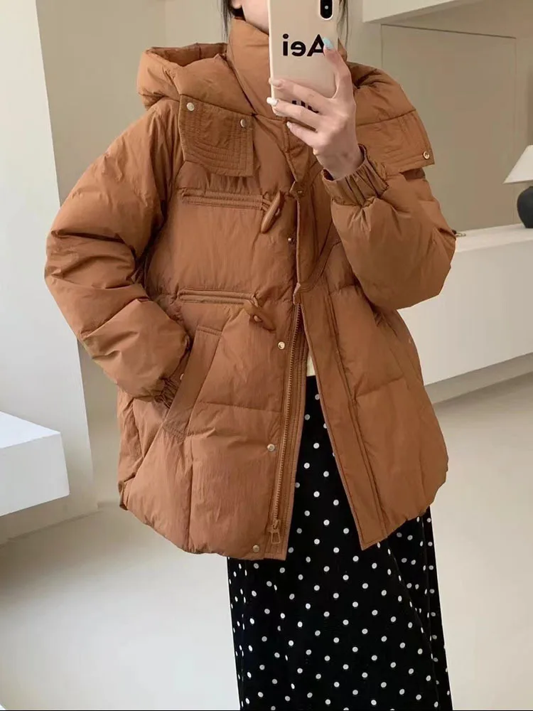 Повседневная модная теплая верхняя одежда на пуговицах с рогами женская длинная