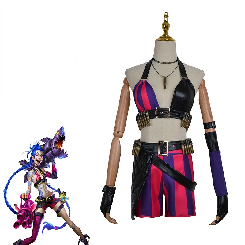 

Fancy Girl Jinx Cosplay Costume Female Lol Game Party Carnival Halloween Costume for Women