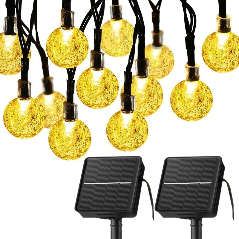 Solar LED Crystal Ball String Light 10M Waterproof Fairy Lights Christmas Wedding Garland Garden Lawn Tree Outdoor Decoration