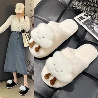 2022 new lovely cotton slippers for women winter comfortable thick bottom fur mop simple warm head fluffy slippers
