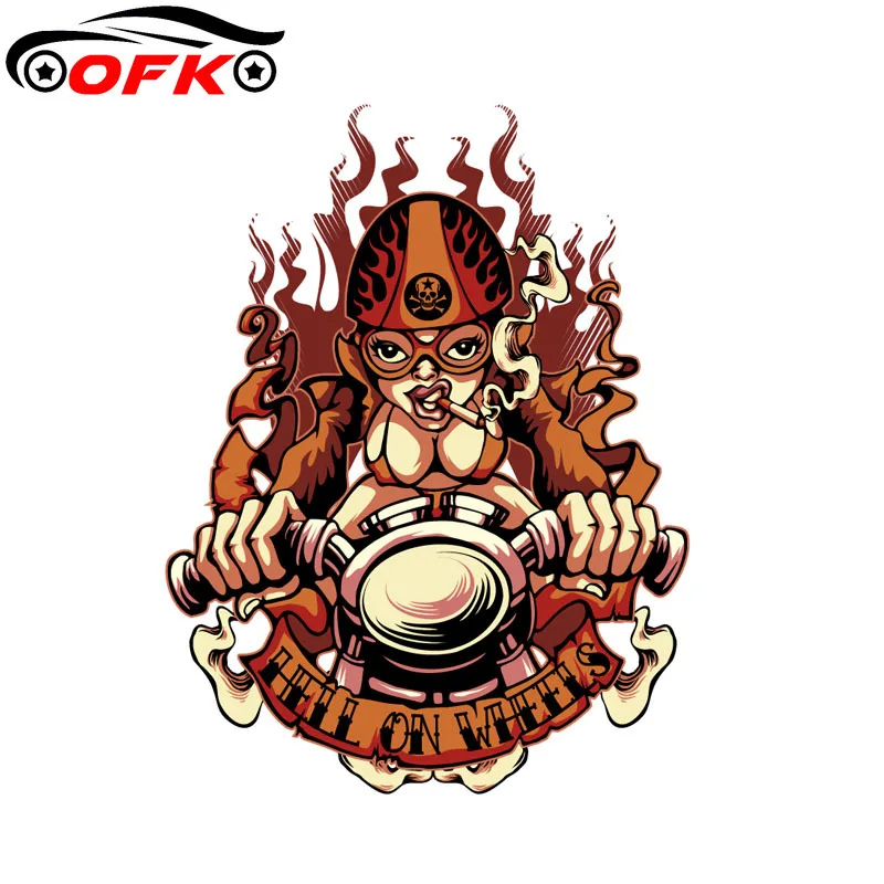 

Car Sticker Hell On Wheels Chick Funny Motorcycle Decal 11.8CM*15.5CM