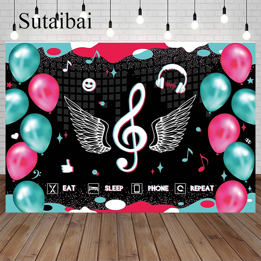 

Фон для фотосъемки с изображением музыкальной дискотевечерние НКИ диджея караоке День Рождения Декор для фотосъемки в социальных сетях та...