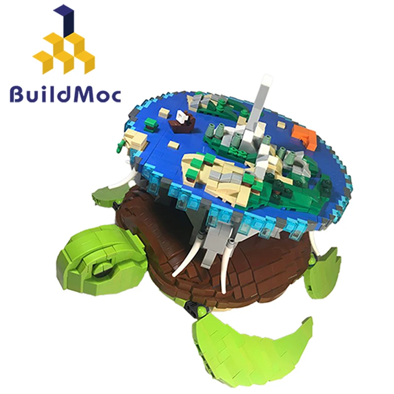 

Buildmoc Ideas The World Space World Turtle Great A'Tuin Four Elephants Animal Building Blocks Kid Toys Gifts