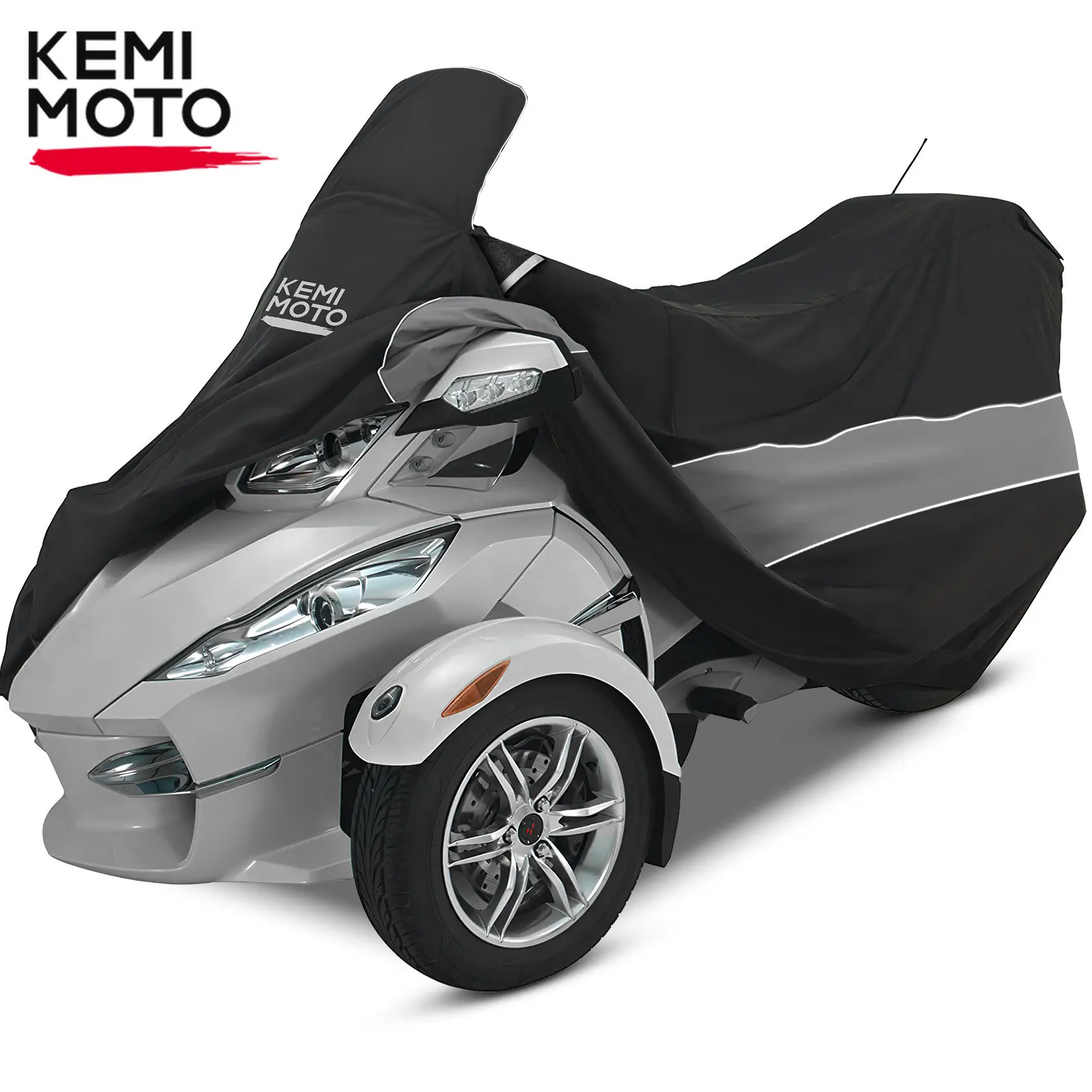 

KEMIMOTO Dark Gery Full Cover for Can-Am Spyder RT RT-S Dustproof All Weather Resistant with Reflective Strips Breathable Hole