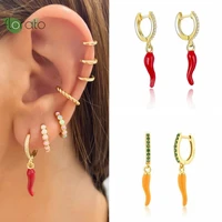 925 sterling silver needle red pepper pendant hoop earrings for women fashion exquisite long earrings party trend jewelry gifts