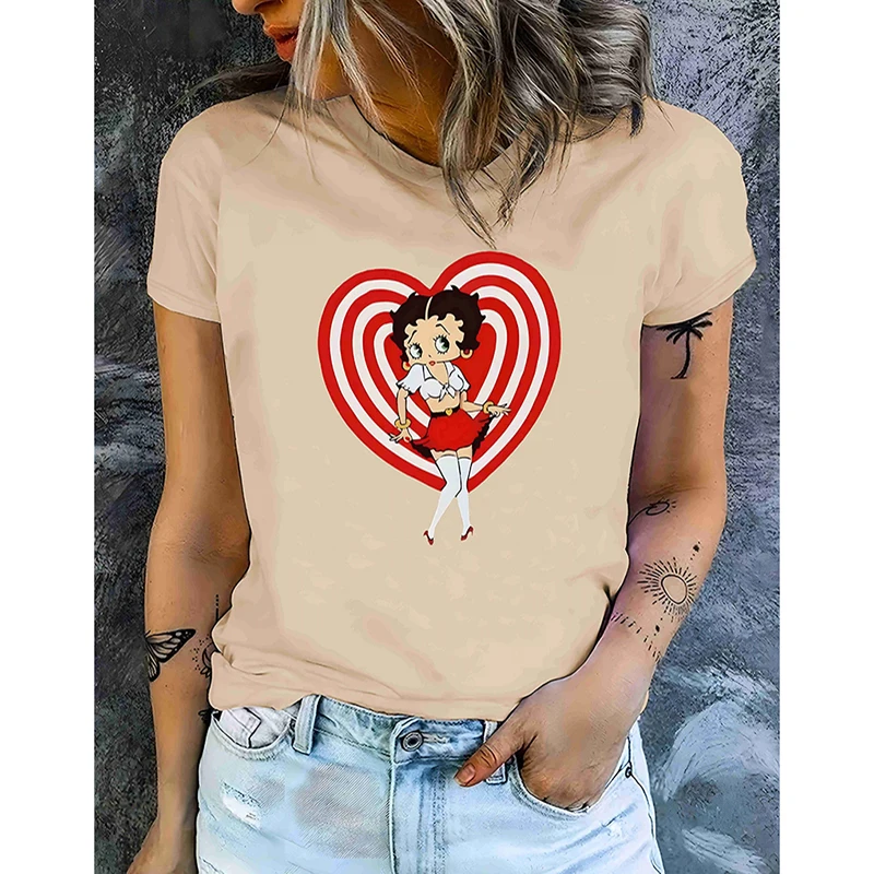 Повседневная женская футболка с принтом Betty в стиле Multeys коротким рукавом