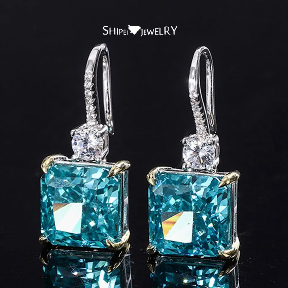 

Серьги-подвески Shipei из серебра 100% пробы с искусственным муассанитом