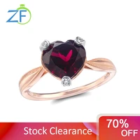 gz zongfa pure 925 sterling silver heart ring for women 99mm natural rhodolite 2 66ct gemstone 14k rose plated fine jewelry