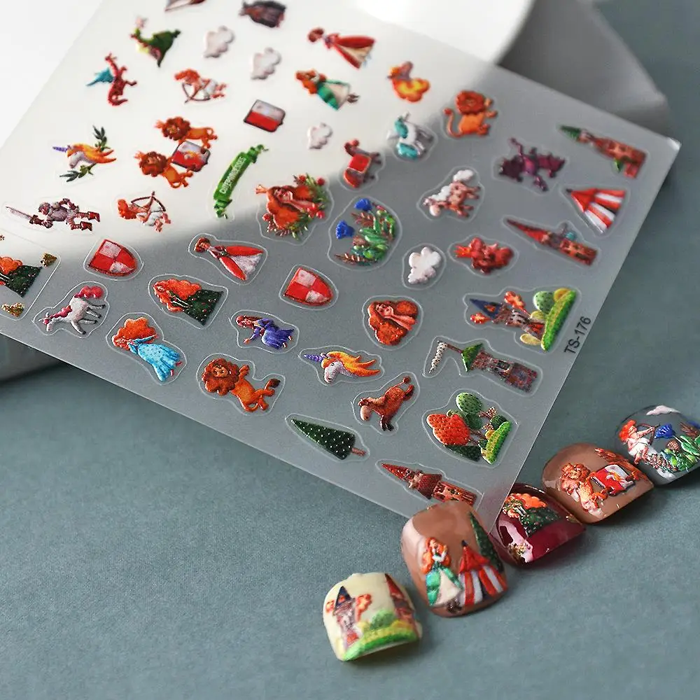 Животные Королевство 5D наклейки для ногтей имитация ленты