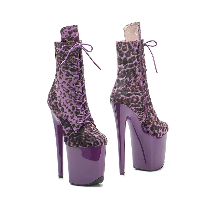 Leecabe  20CM/8inches leopard upper ,   evening pole dancing stiletto heels,  High Heel platform Pole Dance boot