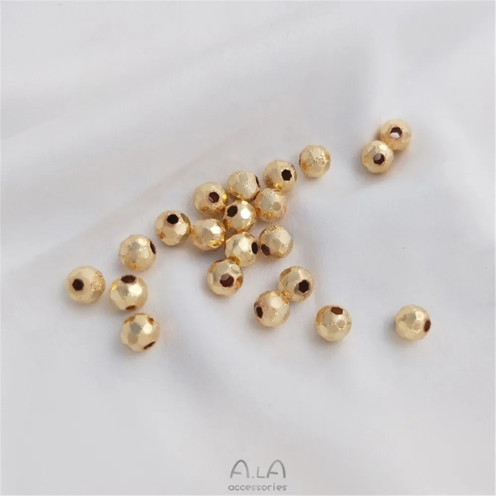 

14K gold color flash laser bead 6mm cut bead diy handmade jewelry bead material