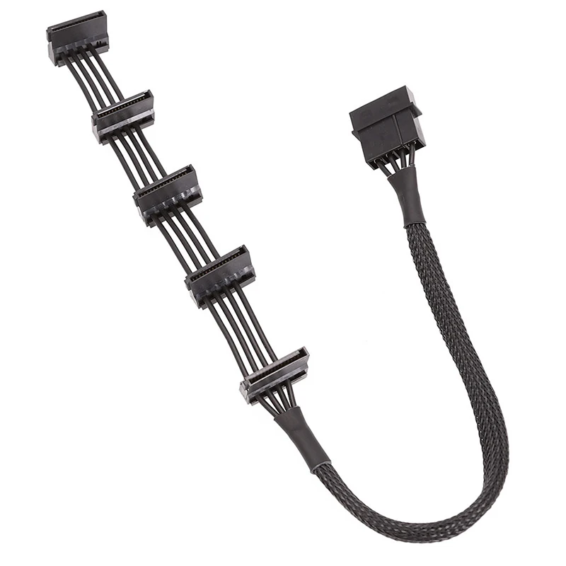 

ПК-сервер 4-контактный IDE Molex от 1 до 5 SATA 15-контактный сплиттер жесткий диск HDD SSD кабель питания 18AWG втулка 40 см видеокарты