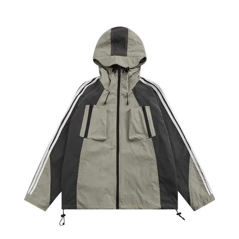 

Куртка в стиле Харадзюку y2k большого размера, винтажная ветровка с капюшоном в стиле хип-хоп для мужчин и женщин, свободная спортивная толстовка, пальто, уличная одежда