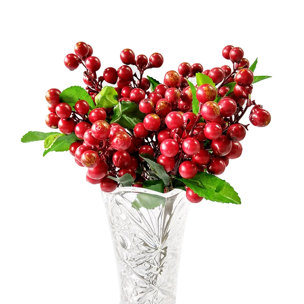 

Berry Artificial Berries Stems Christmas Fake Fruitsimulation Decorative Lifelike Strawberry Decorations Picks Fall