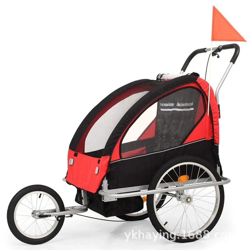 Cheap Multifunctionele Ouder kind Outdoor Kinderen Fiets Trailer Opvouwbare Dubbele Baby Baby Trolley Gaan Huisdier Trailer Draagbare