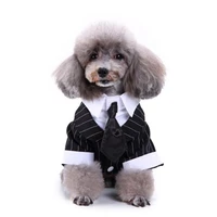 pet dog wedding clothes gentleman pet suit cute cachorro mascotas suit striped tuxedo bow tie wedding shirt costume for wedding