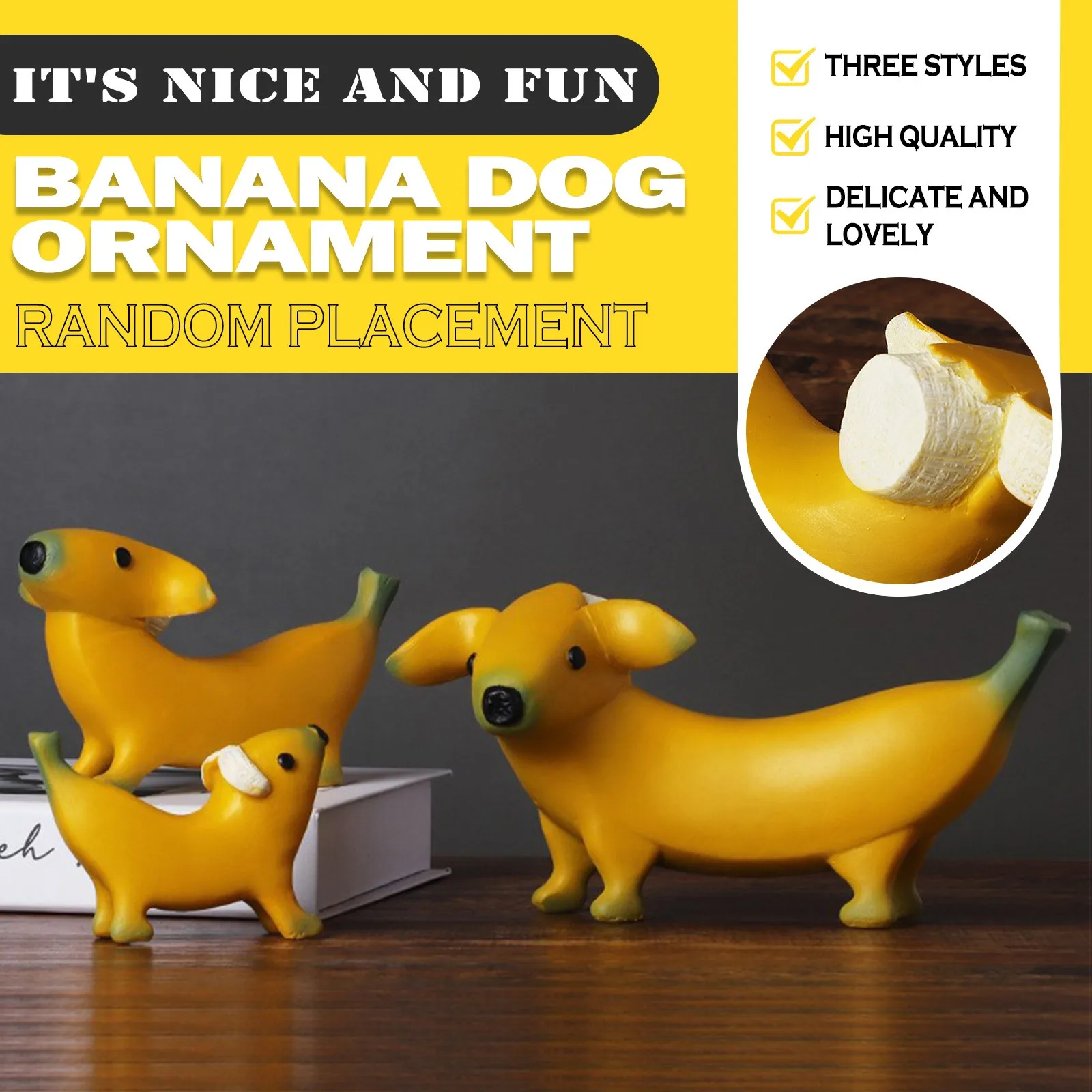

Large Resin Banana Dog Animal Figurine Tabletop Statues Crafts Bedroom Nordic Creative Decoration Living Room Gift