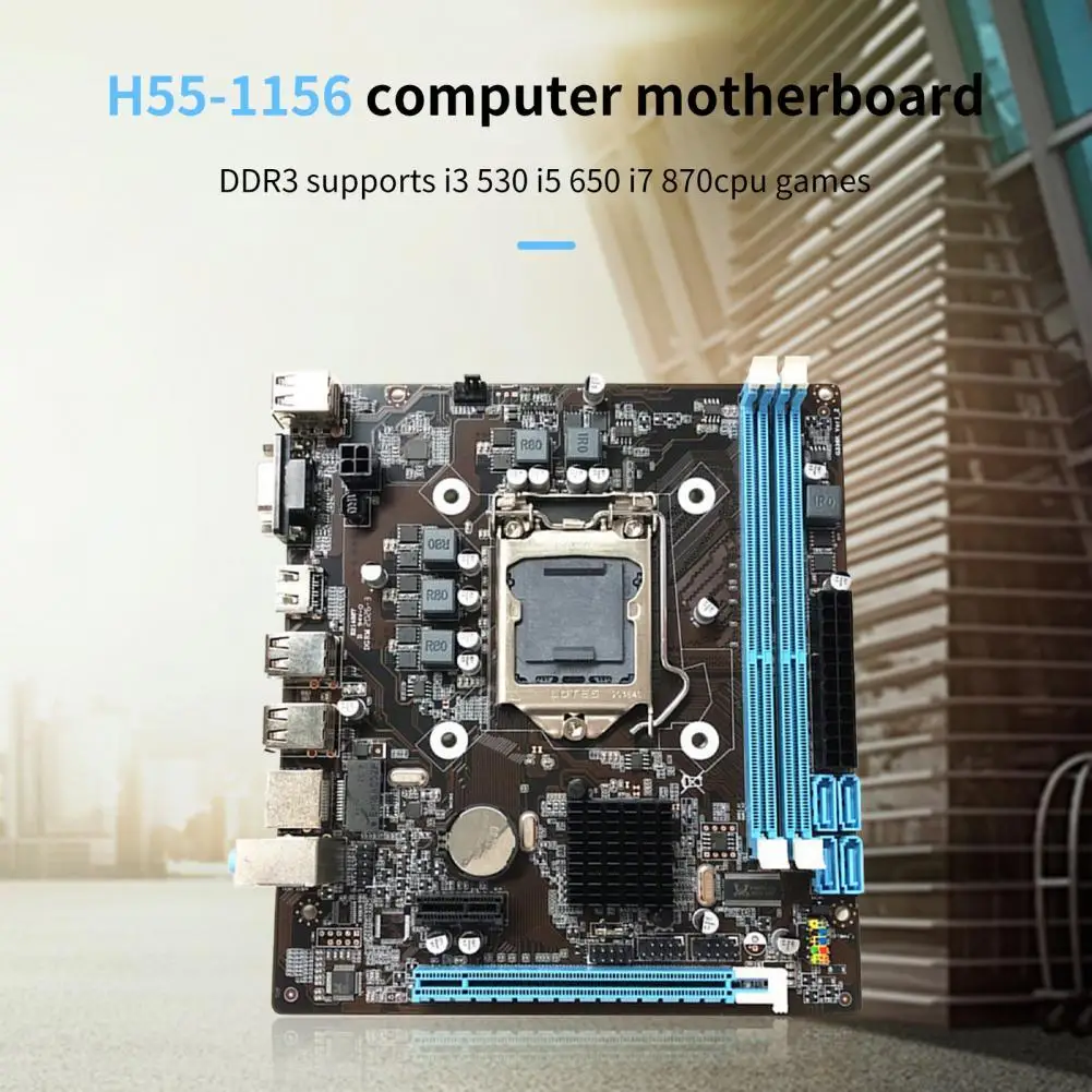 

H55-1156 Desktop Motherboard PCIE 16X DDR3 LGA1156 Processor Supporting I3 530 I5 650 I7 870 CPU Gaming Mainboard for PC