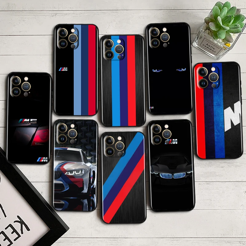 

Luxury Sports Car BMW Style For iPhone 14 13 12 Mini 11 XS Pro Max X XR 8 7 6 Plus 5 SE 2020 Black Phone Case Cover