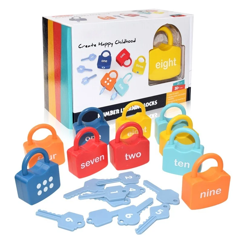 Alphabet Lock Key Number Matching Educational Toys Car Locks with Keys Toy Montessori Kid Learning Word Cognition Homeschool Toy
