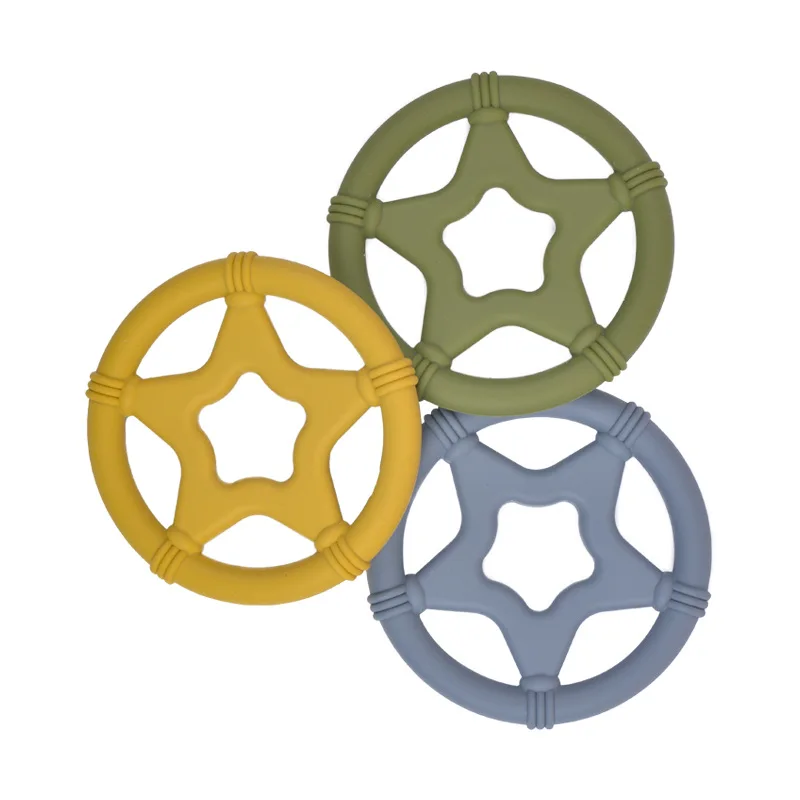 

2pcs Teether Five-pointed Star Teether Baby Teething Anti-eating Hand Molars Toy Molar Stick Silicone Teething Ring M