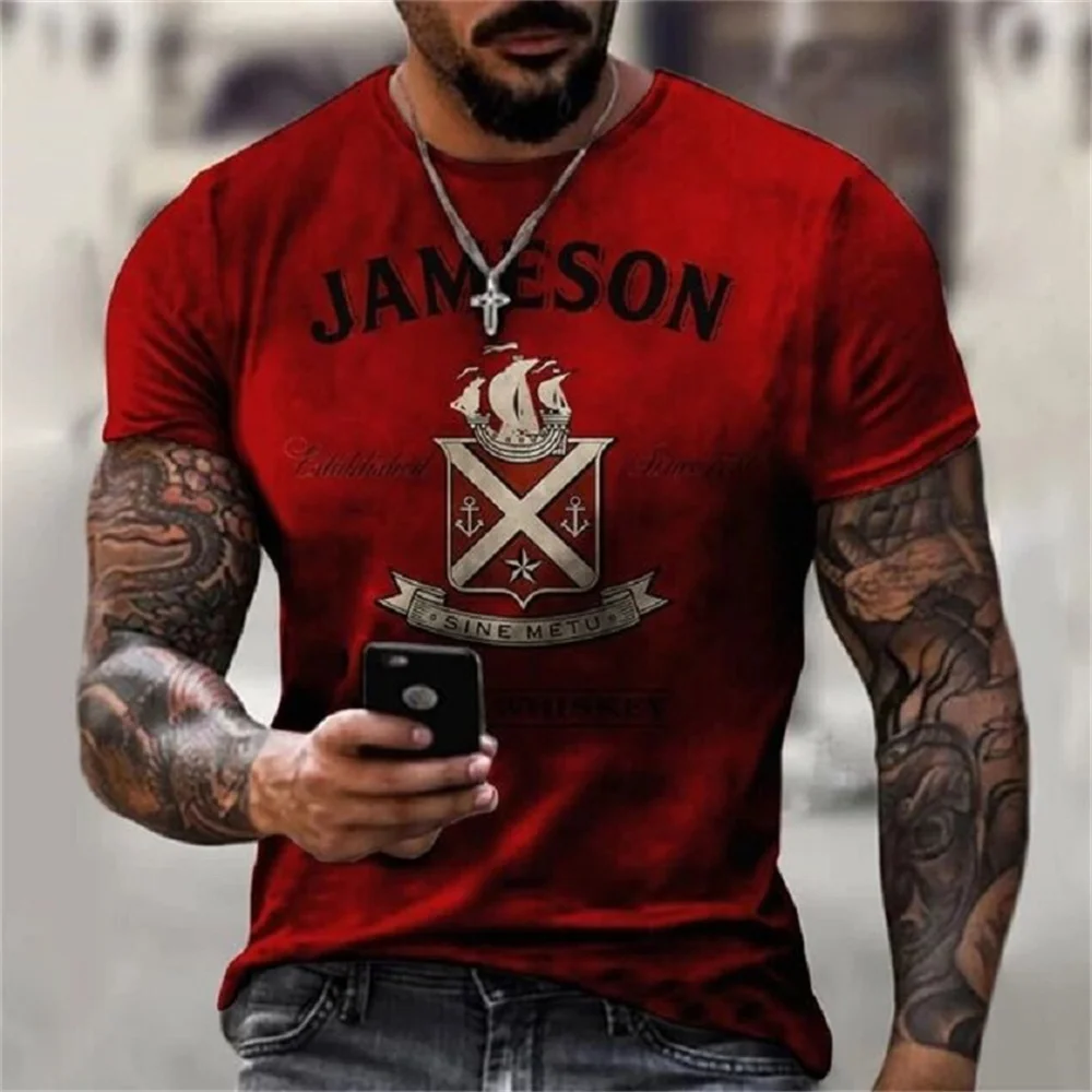

European And American Trend Men's T-shirt 3d Printing Retro Round Neck Short-sleeved T-shirt Oversized Loose Top Camiseta