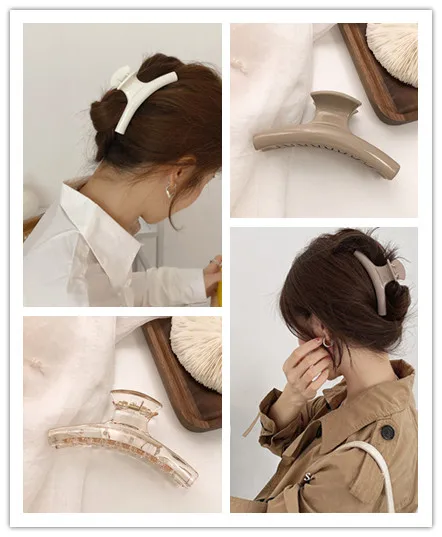 

New Acrylic Grab Clip Milk Tea Color Temperament Wild Shark Clip Hair Catch Bath Dish Hair Back Head Clip Hair Accessories