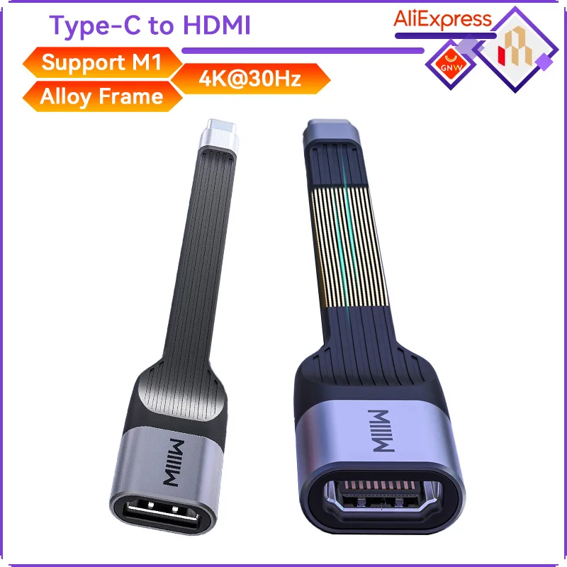 

Xiaomi-Youpin Type-C to HDMI 4K 30Hz Flexible Cable Cooled Alloy For V-outputable Computer Cellphone iPad Notebook Laptop Device