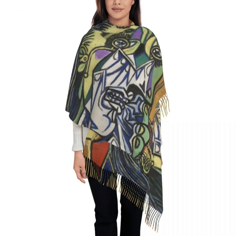 

Lady Large The Weeping Woman Scarves Women Winter Thick Warm Tassel Shawl Wrap Pablo Picasso Painting Scarf