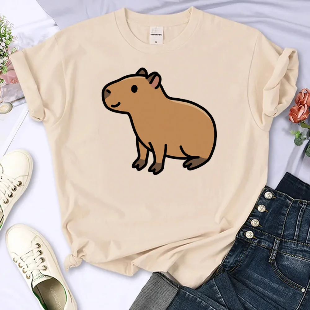 

Capybara t shirt women Japanese manga comic tshirt girl designer streetwear y2k clothes