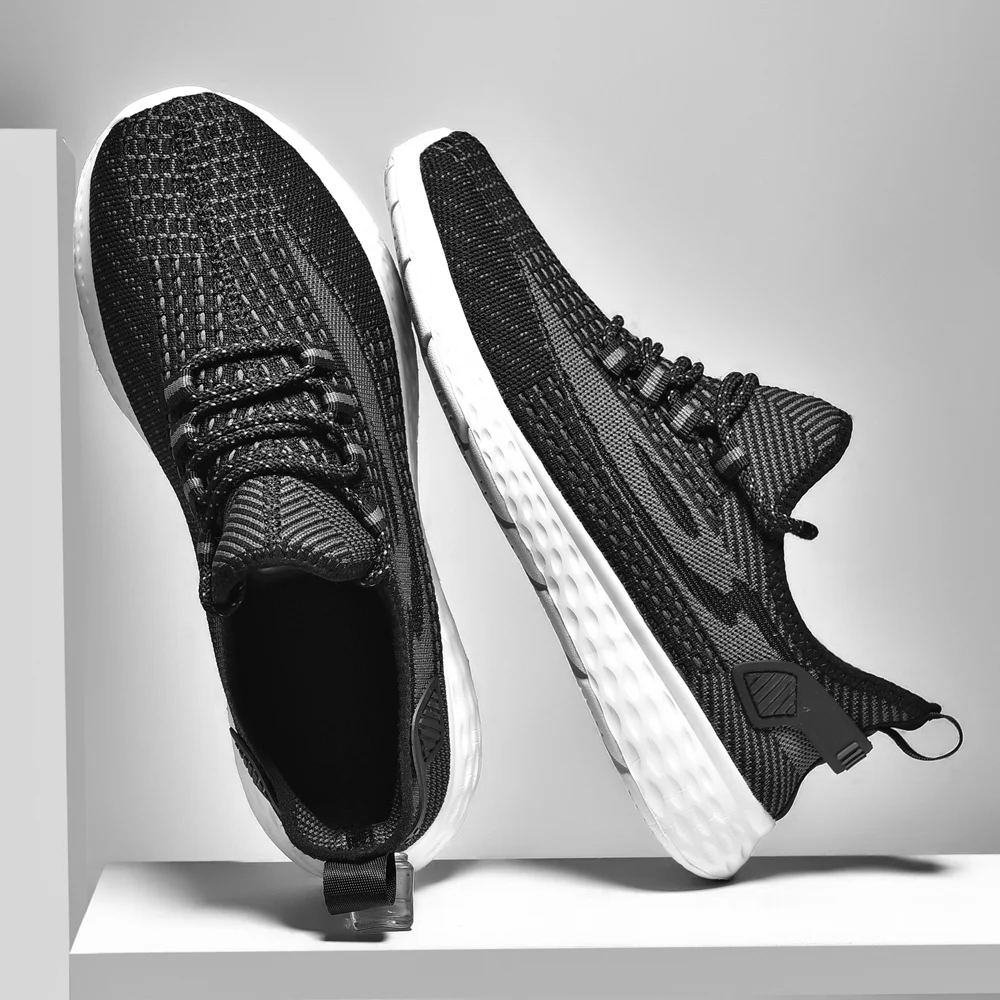 SALUDAS Men Shoes Stretch Breathable Mesh Sneakers Casual Fashion Athletic Trainers Lightweight Cushioning Running Sports Shoes