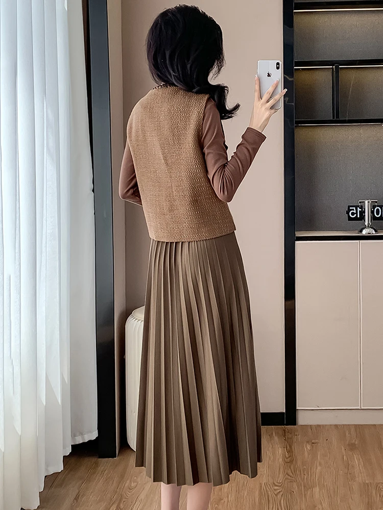 2024 ранняя осень новый женский изящный жилет перекрывающаяся одежда платье с