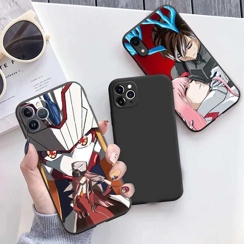 Matte Phone Case For iphone 16 Plus 15 14 13 12 11 Pro Max Mini 7 8 XR 16Pro XSMax 15Pro Darling in the FranXX Black Soft Cove