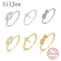 new 925 sterling silver jewelry opening rings stunning crown cross eye flower ring gift women silver 925 resizable ring jewelry