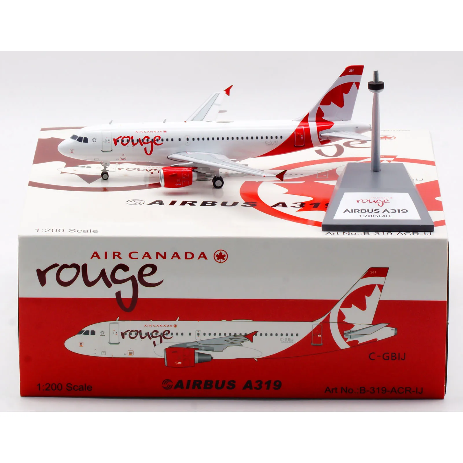 

B-319-ACR-IJ коллекционный самолёт из сплава подарок B-модели 1:200 AIR CANADA ROUGE Airbus A319 литый под давлением самолёт модель C-GBIJ
