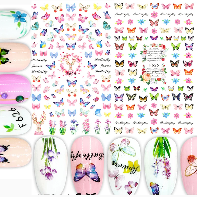 

3D Nail Stickers Back Glue Stickers flower beautiful flower butterfly Nail Designs Nail Decals For Nail Art Beauty