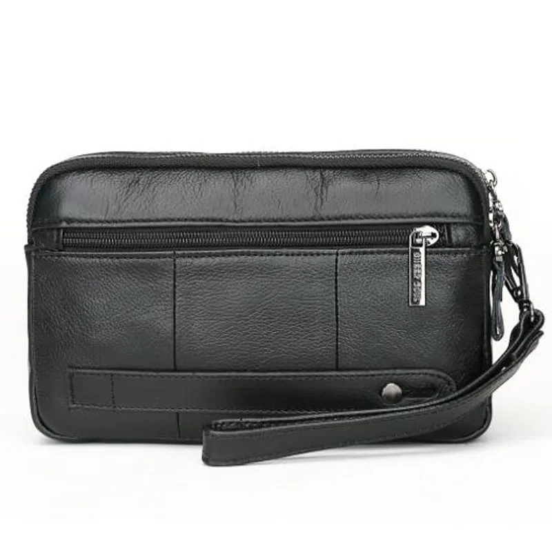 Men's Leather Clutch Purse Wallet Men Cowhide Wristlet Holder Wrist Bag Pack Business Cell Phone Cash Card Handbag images - 4