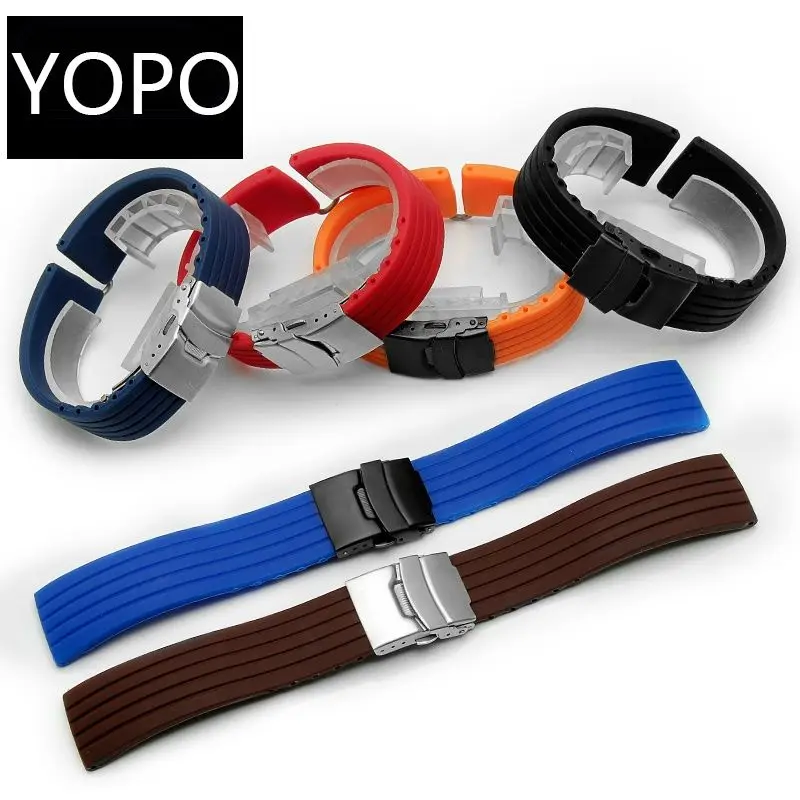 16 17 18 19 20 21 22 23 24mm Silicone Strap Rubber Sports Bracelet Rubber Fashion Wristband Waterproof Strap Quick Release