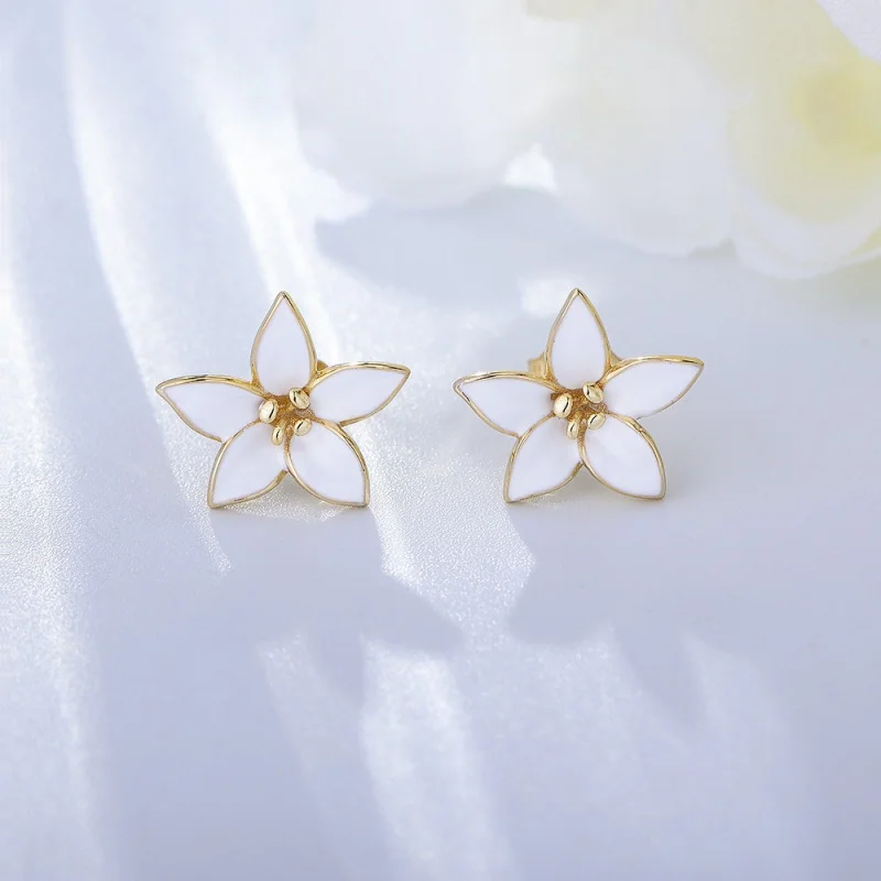 

Oil-Spot Glaze Flowers Sterling Silver Earrings Retro Elegance Online Influencer Fashion Personality Trendy Women Unique Design